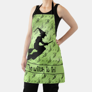 Delantal 'La bruja está en' Halloween Witch Silhouette Gree
