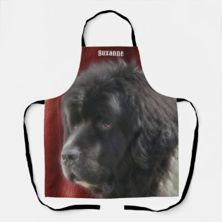 Delantal La cara del perro dulce de Terranova personalizada