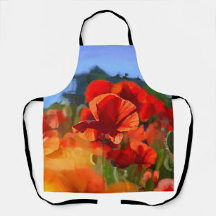 Delantal La casa de las amapolas - pintura al óleo