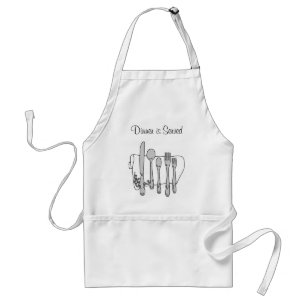 Delantal La cena se sirve en Apron Set Dinnerware