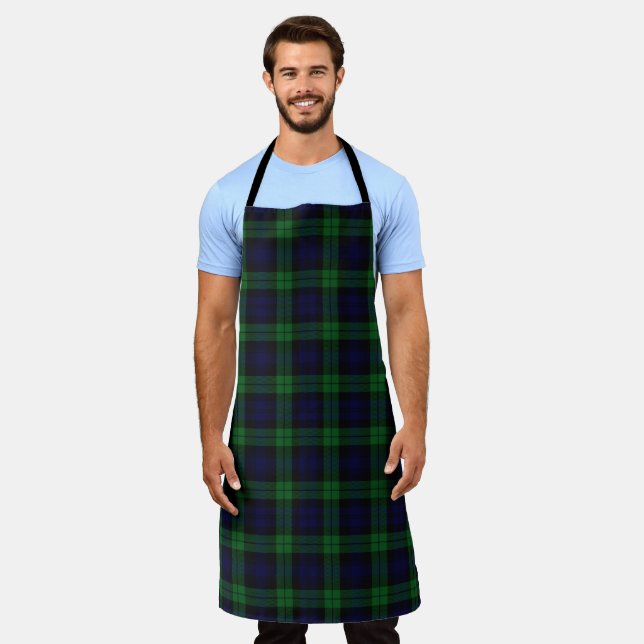 Delantal La cocina de Black Watch Tartan (Gastado)