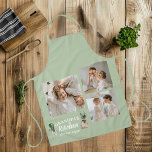 Delantal La cocina del abuelo y la foto del Collage siempre<br><div class="desc">Celebra las habilidades culinarias de tu abuelo con este delantal verde personalizado "Collage Photo & Grandpa Kitchen Is Always Open". Perfecto para el chef de la familia, esta plataforma incluye un collage de fotos de personalizable y el mensaje reconfortante "La cocina del abuelo siempre está abierta". Ya sea que esté...</div>