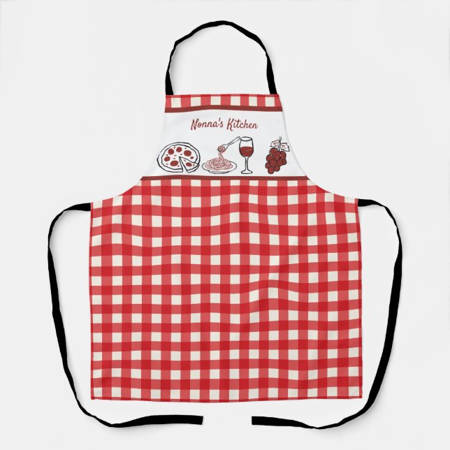 Delantal La cocina italiana de diverso rojo Gingham persona (Anverso)
