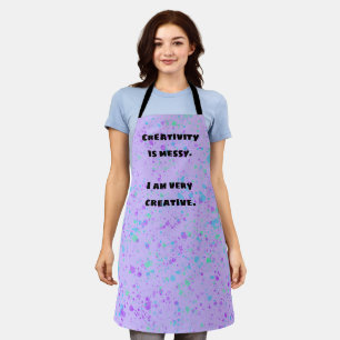 Delantal La creatividad es desordenada. Funny Purple Apron