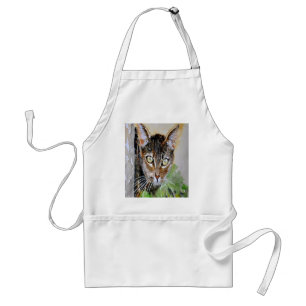 Delantal La Curiosa Pintura Acrílica De Gato Tabby