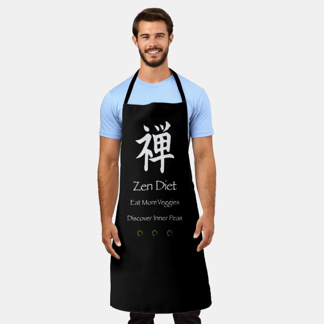 Delantal La dieta zen come más verduras Texto blanco (Gastado)
