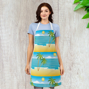 Delantal La escena de Playa Palm Tree