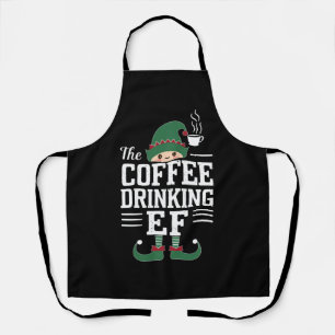 Delantal La familia de elfos bebedores de café que combina