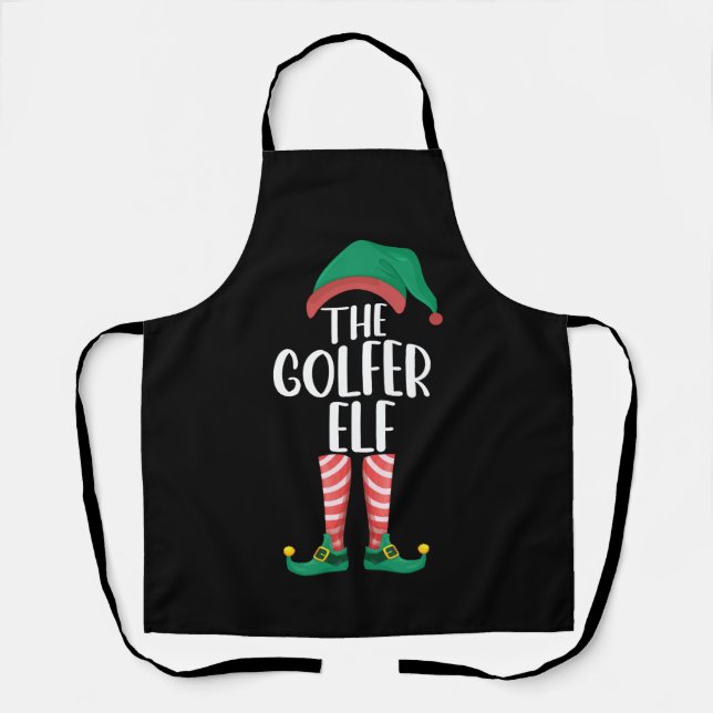 Delantal La familia de golf Golfer Elf Navidades (Anverso)