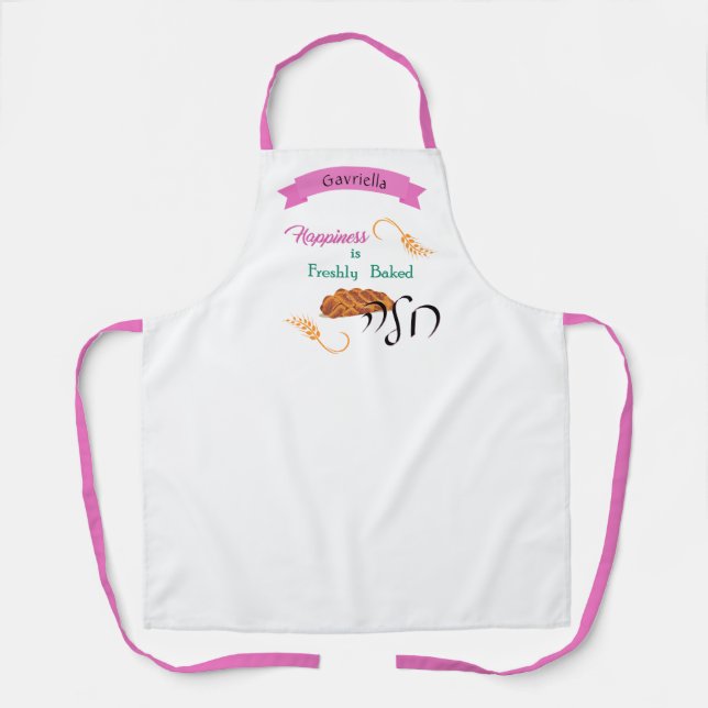 Delantal La felicidad es rosada recién hecha Challah (Anverso)