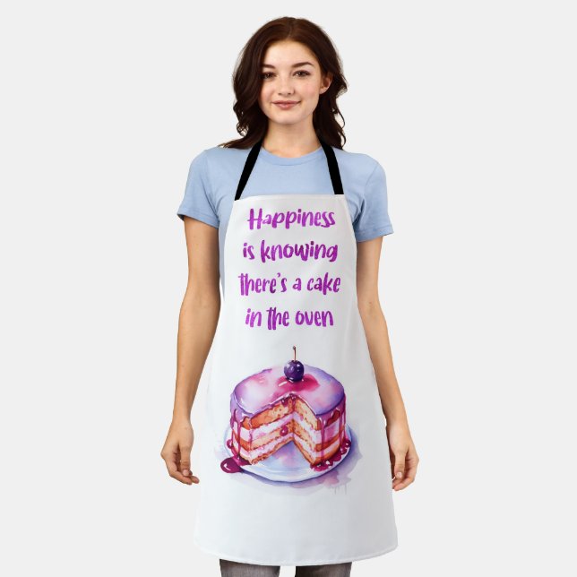 Delantal La felicidad es saber que hay un pastel en el horn (Gastado)