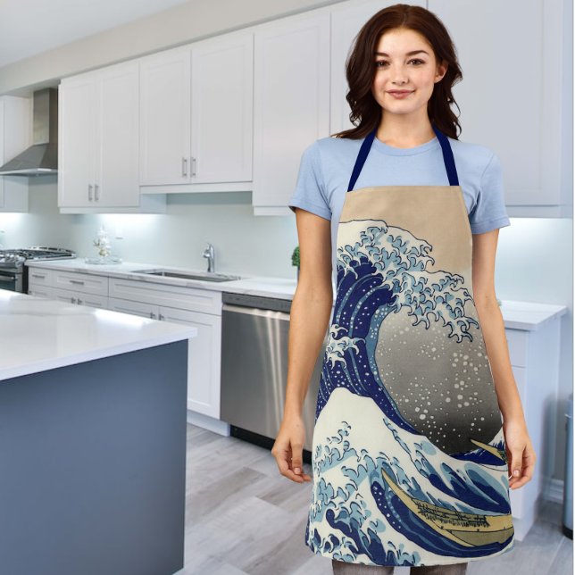 Delantal La gran ola de Kanagawa (The Great Wave Off Kanagawa Apron from Ricaso - Vintage art on modern day products)