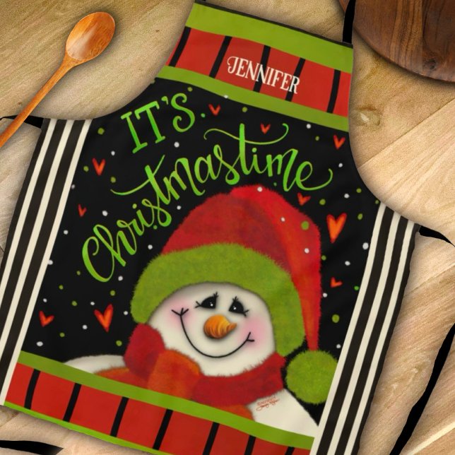 Delantal La ingenuidad personalizada de los Navidades de Sn ( Cute snowman inspirivity  apron)