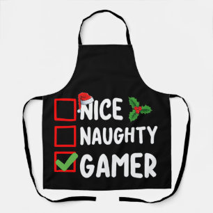 Delantal La lista de Navidades de Nice Naugher Gamer Gaming