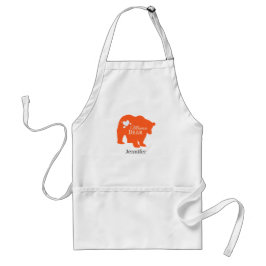 Delantal La mamá del oso corazón blanco personalizado
