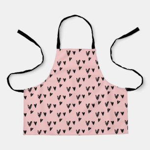 Delantal La mano dibujó corazones negros en color personali