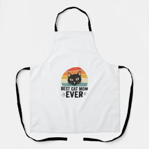 Delantal La Mejor Mamá de Gatos Retro Cara de Gato Diseño V