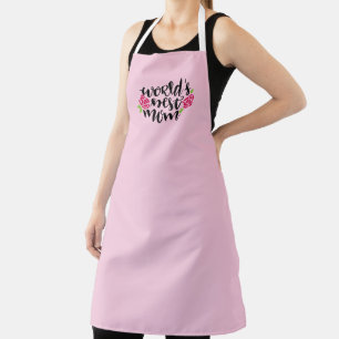 Delantal La mejor mamá del mundo, las flores rosadas, el ro