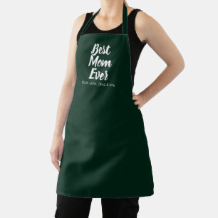 Delantal La mejor mamá personalizado verde pino oscuro lin