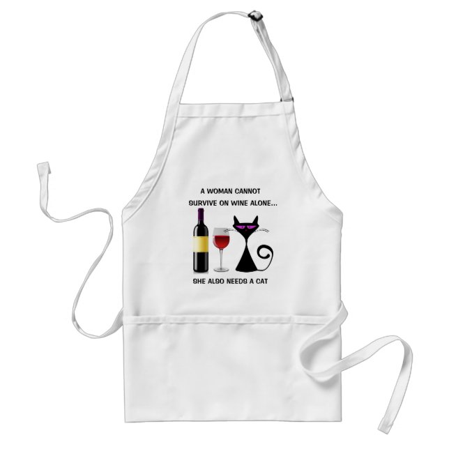 Delantal La mujer no puede sobrevivir solo con el vino (Frente)