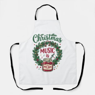 Delantal La música de Navidad es un jarrón de piña de Navid