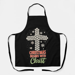 Delantal La Navidad Comienza Con Cristo Cristiano Nieve Xma