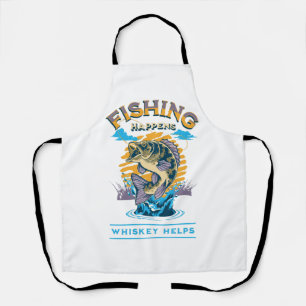 Delantal La pesca sucede. ¡El whiskey ayuda!
