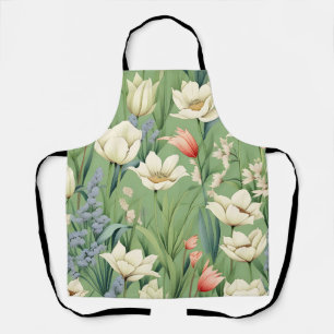 Delantal La pradera con tulipanes y flores silvestres