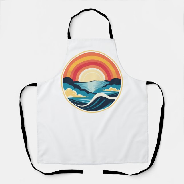 Delantal La puesta de sol sobre el agua en el arte zen (Anverso)