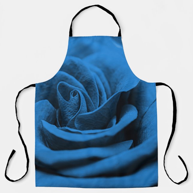 Delantal La rosa roja azul, macrobelleza. (Anverso)