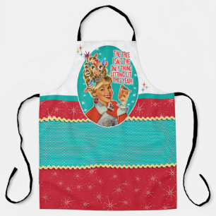 Delantal La señora retro de las tipsy se vuelve Navidades b