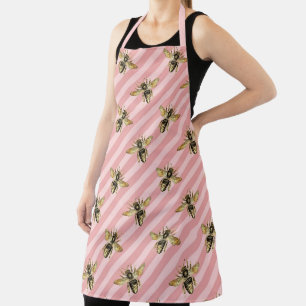Delantal La serie de abejas rosa y dorada Diseño 12