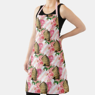 Delantal La serie de abejas rosa y dorada Diseño 15