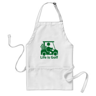 Delantal La vida es Golf Golf Golf Cart Golf Green White Ap