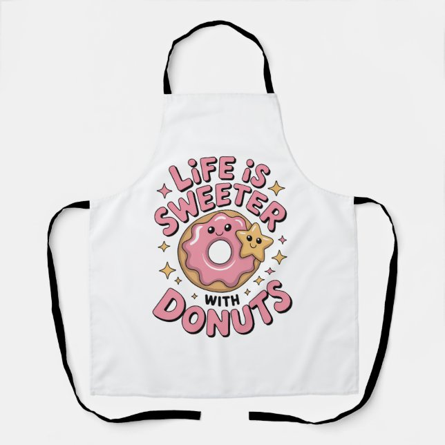 Delantal La Vida Es Más Dulce Con Donuts (Anverso)