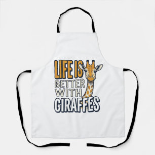 Delantal La vida es mejor con jirafas diseño de camiseta vi