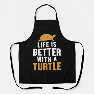 Delantal La vida es mejor con la tortuga pintada