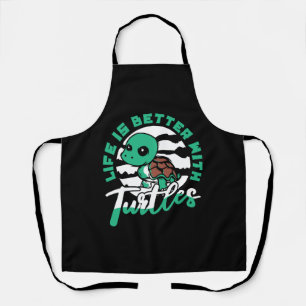 Delantal La Vida Es Mejor Con Tortugas Pintadas