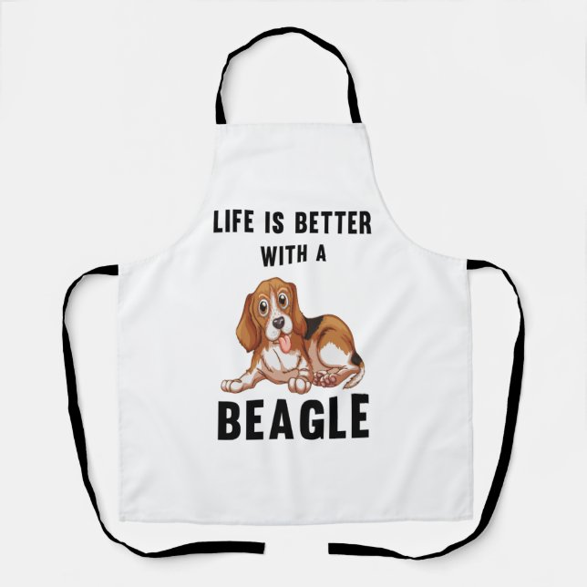 Delantal La vida es mejor con un Beagle (Anverso)