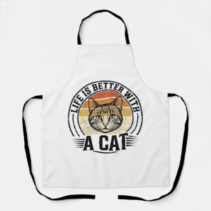 Delantal La vida es mejor con un gato Diseño de camiseta vi