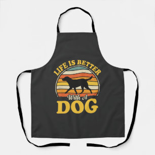 Delantal La Vida Es Mejor Con Un Perro Retro