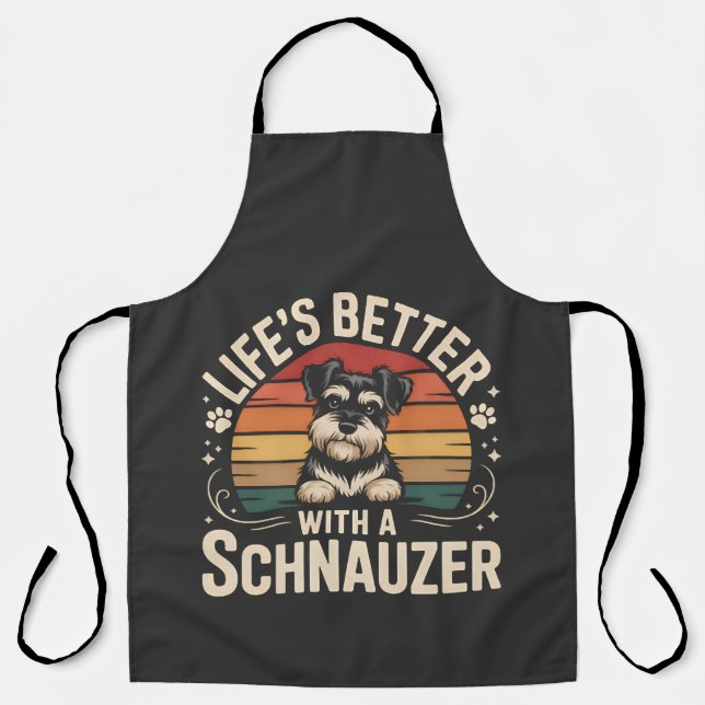 Delantal La vida es mejor con un Schnauzer (Anverso)