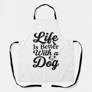 Delantal La vida es mejor con una camiseta vintage de perro
