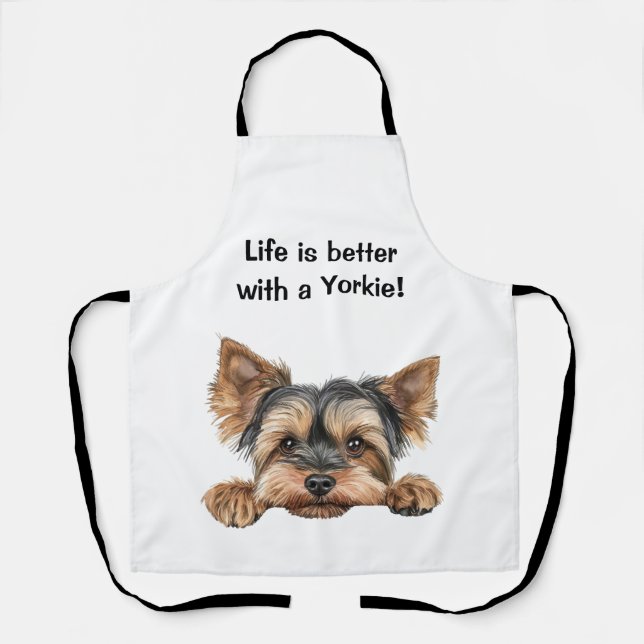 Delantal La vida es mejor con una yorkie (Anverso)