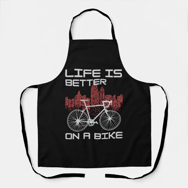 Delantal La vida es mejor en bicicleta (Anverso)