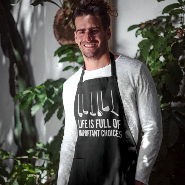 Delantal La vida está llena de importantes Navidades de gol (Life is Full Of Important Choices Golf Christmas Apron)
