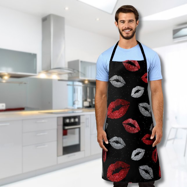 Delantal Labios rojos plateados con brillo para San Valentí (Subido por el creador)
