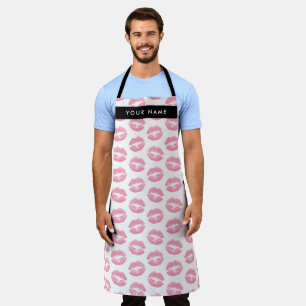 Delantal Labios rosados, besos, pintalabios, tu nombre, per
