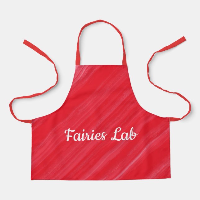 Delantal Laboratorio de Fe Personalizado Rojo Rosa (Anverso)