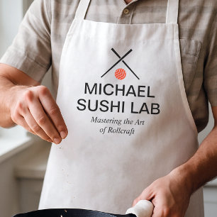 Delantal Laboratorio de Sushi Minimalista con Palillos y Sa